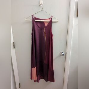 Lou & Grey Small Asymmetrical Slip Dress Plum Blush Wedding Guest Vacation EUC